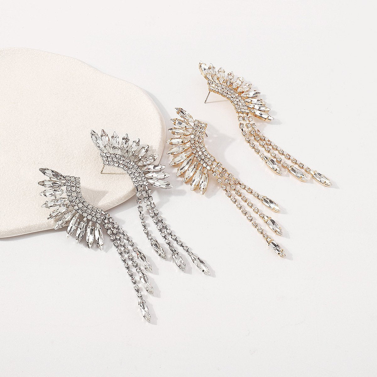 E1183 Niche tassel rhinestone temperament earrings personality claw chain cold dinner party earrings women