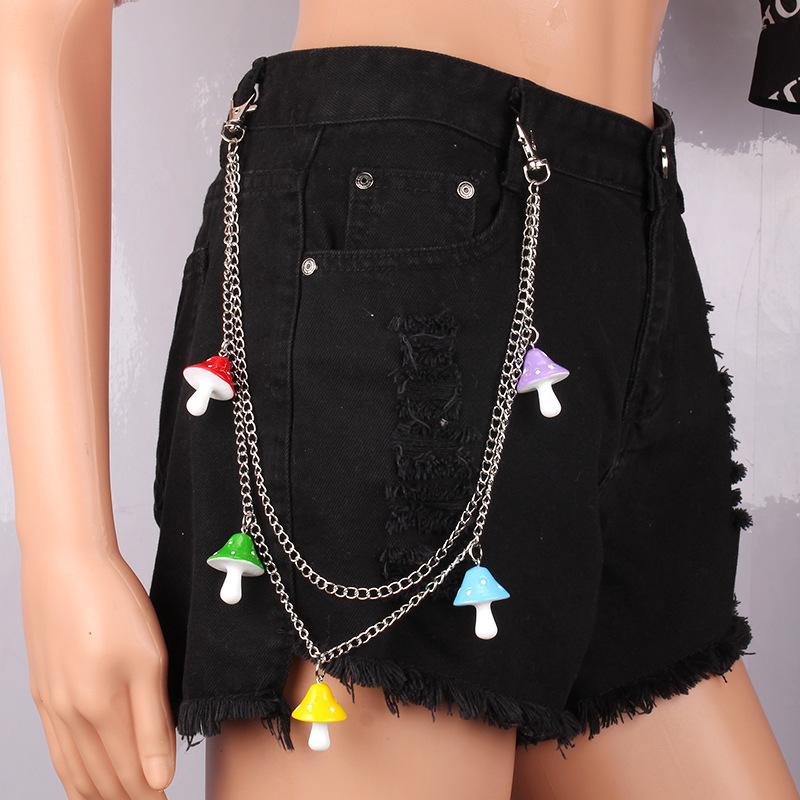 Jewelry fashion candy color acrylic waist chain ins street super hot net red mushroom pants chain