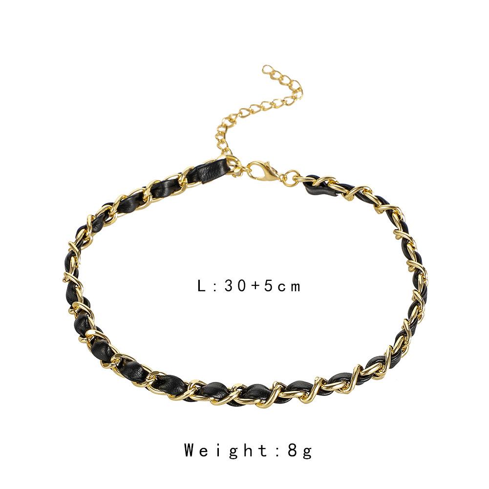 Fashion creative leather rope wearing chain temperament choker collarbone necklace niche light luxury leather collar