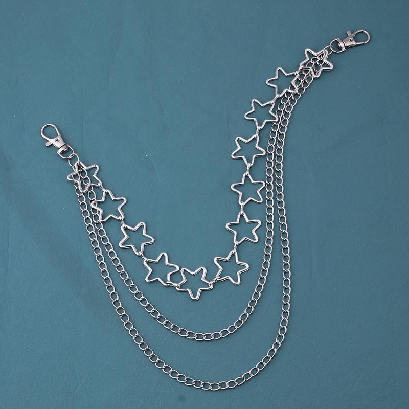 Fashion five-pointed star personality waist chain trend hip-hop metal pants chain multi-layer chain accessories