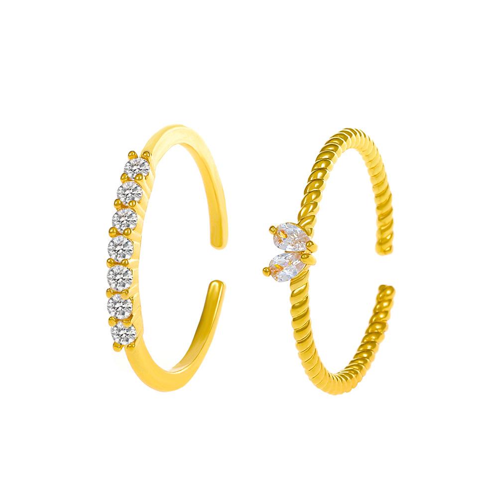 ins zircon love ring set fashion light luxury niche design geometric opening index finger ring two-piece set
