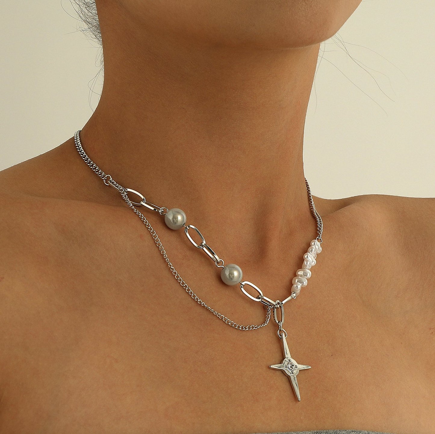 Jewelry Asymmetric Shaped Luminous Pearl Necklace Female Abstinence Department Night Cold Trendy Money Jewelry