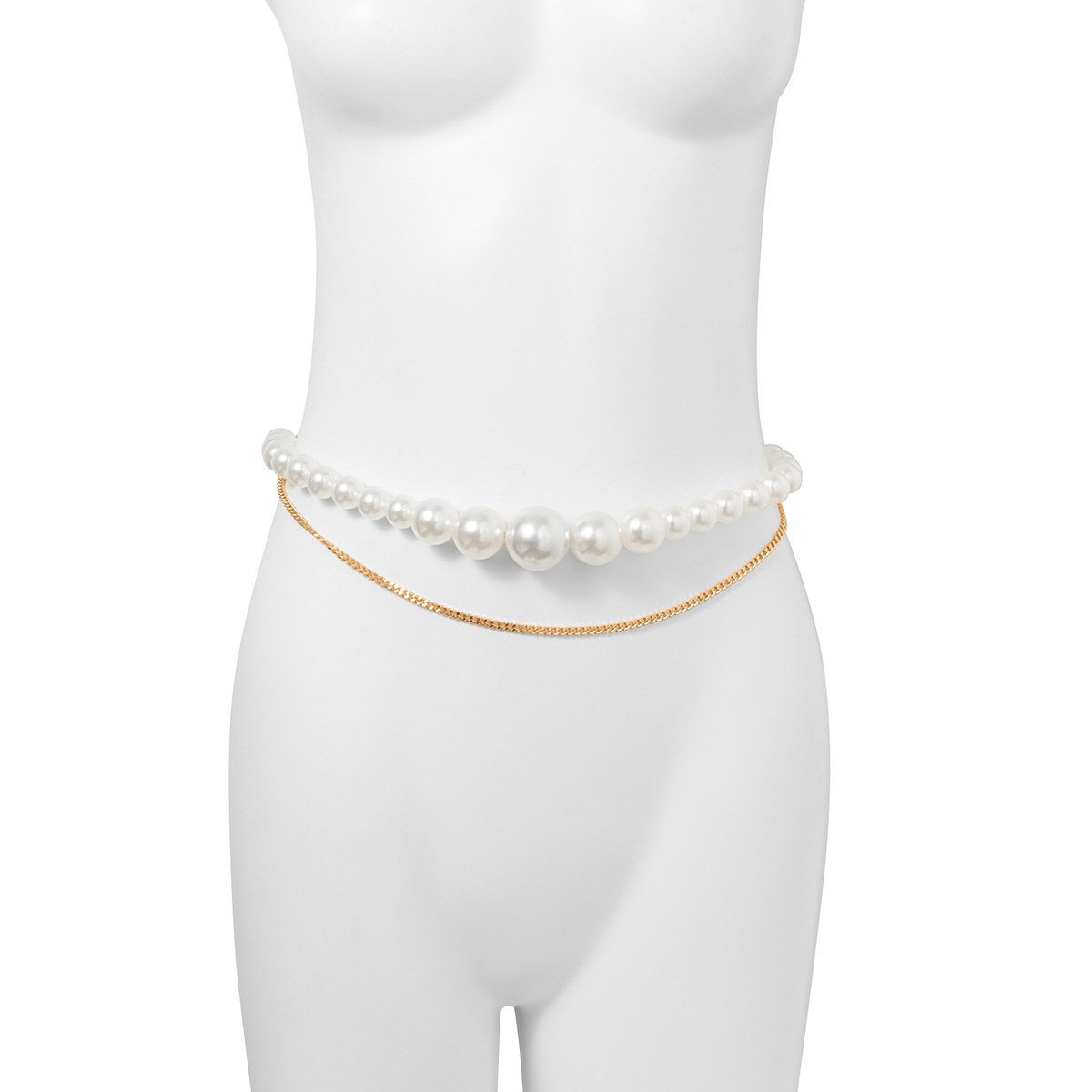 Jewelry Temperament Simple Imitation Pearl Double Layer Body Chain Fashion Versatile Metal Chain Waist Chain Women