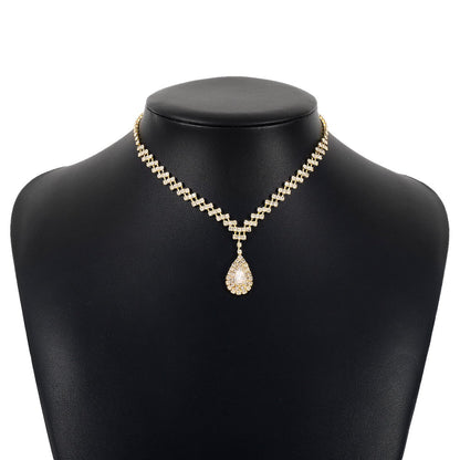 N1874 Exquisite Claw Chain Drop Diamond Necklace Light Luxury Romantic Retro Elegant Geometric Temperament Clavicle Chain