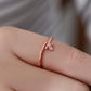 Cute Rabbit Ear Open Ring Female Creative Small Fresh Diamond Leaf Bamboo Knuckle Index Knuckle Ring