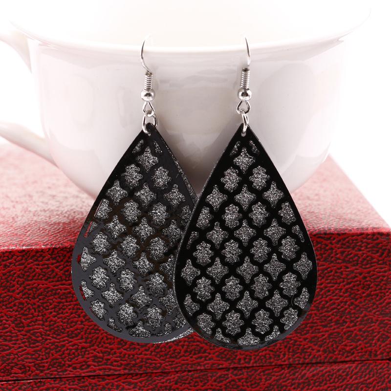 Double-layer hollow swing earrings fashion OL drop-shaped multi-layer frosted earrings