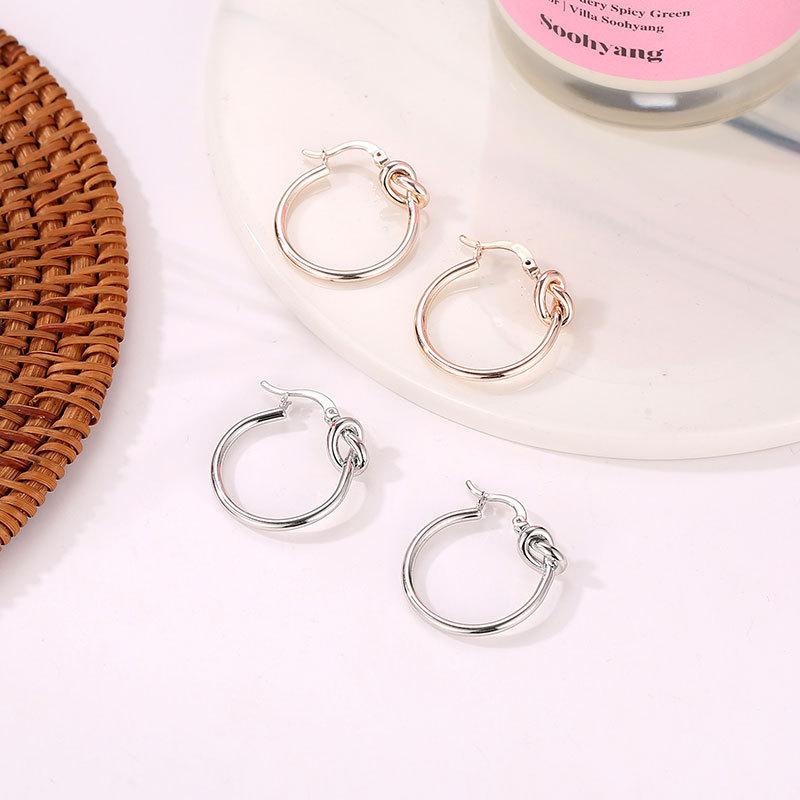 All-match simple and sweet personality knotted earrings ins temperament simple hoop earrings female accessories