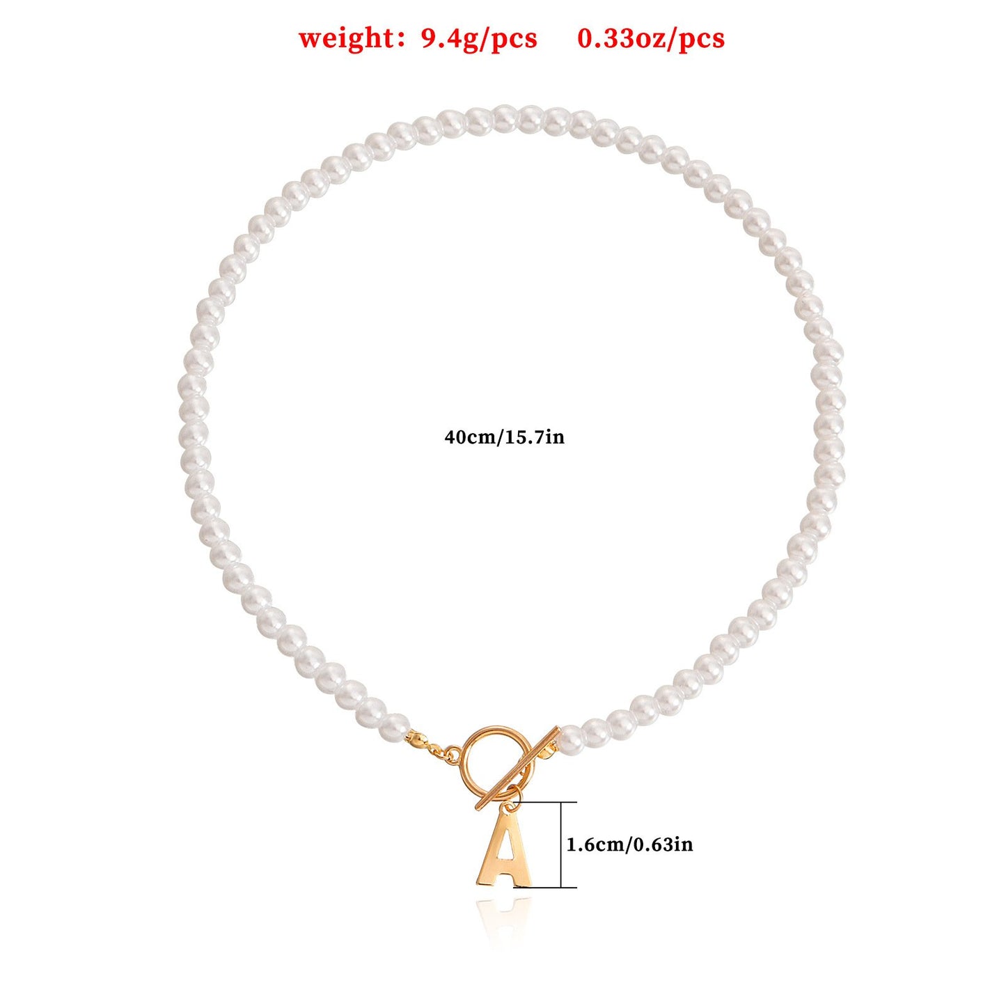 Explosive simple imitation pearl chain letter A pendant necklace female choker pearl necklace