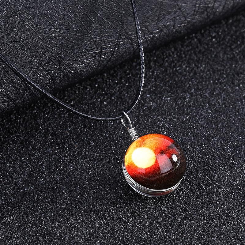 Double-sided glass ball luminous couple necklace Harajuku universe fantasy starry sky gemstone pendant jewelry