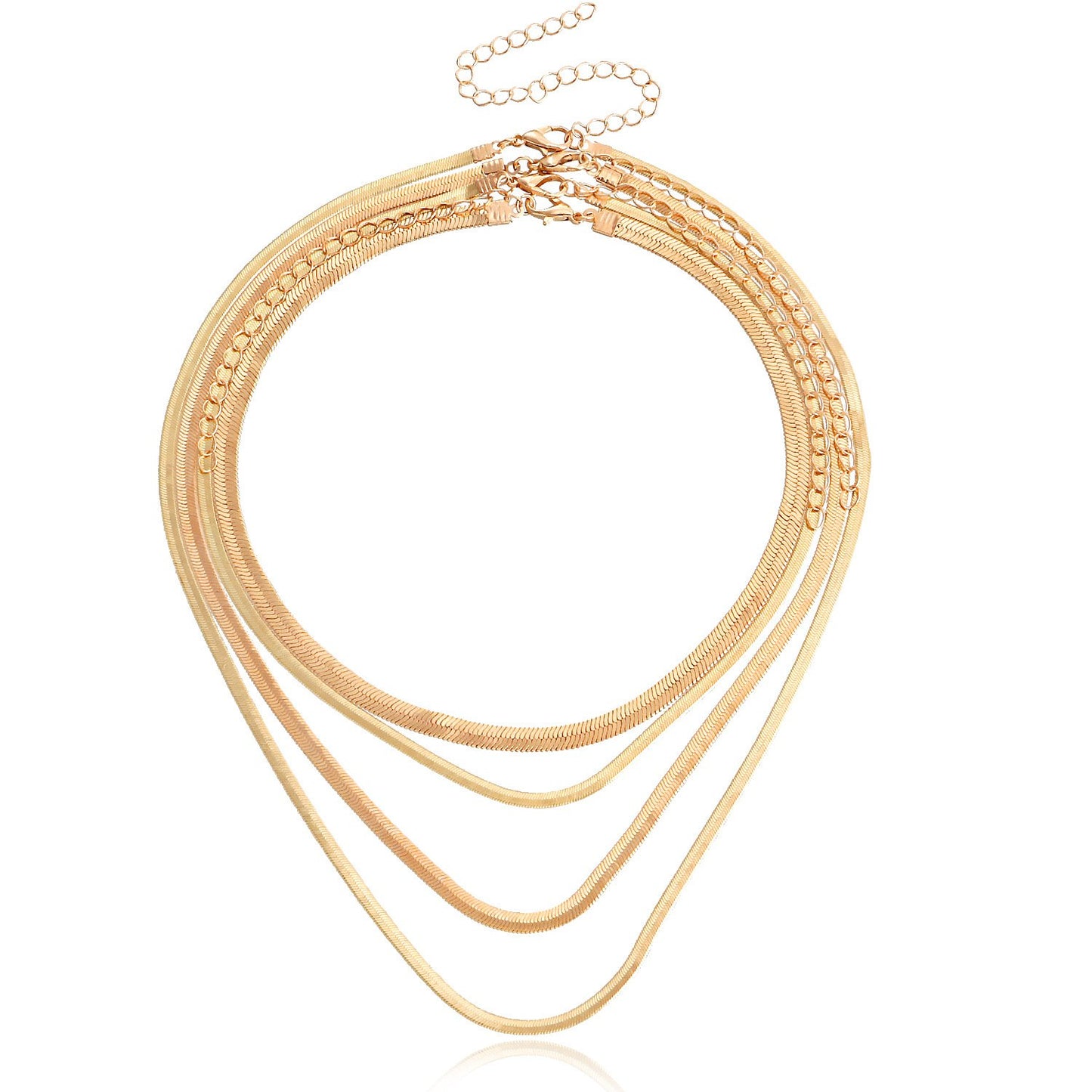 Jewelry Trend Multilayer Flat Snake Chain Necklace Women's Suits Niche Design Explosive Items