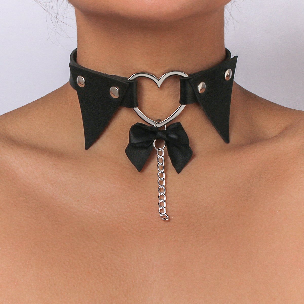 N1164 Gothic dark choker collar fashion leather punk necklace Harajuku simple necklace