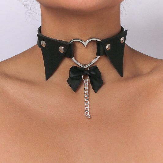 N1164 Gothic dark choker collar fashion leather punk necklace Harajuku simple necklace