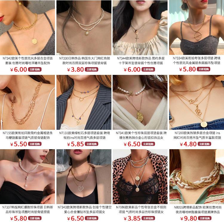 N8118 Back Chain Creative Pig Nose Necklace Female Simple Pearl Light Luxury Tassel Clavicle Necklace