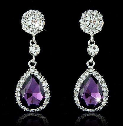 Fashion Shiny Drop Shaped Crystal Earrings Versatile Sweet Earrings Famous Ear Jewelry