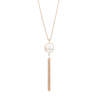 Jewelry Simple Knotted Tassel Long Necklace Sweater Chain Popular Pearl Women's Pendant