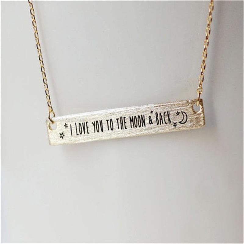Lettering necklace Iloveyoutothemoonandback long letter necklace