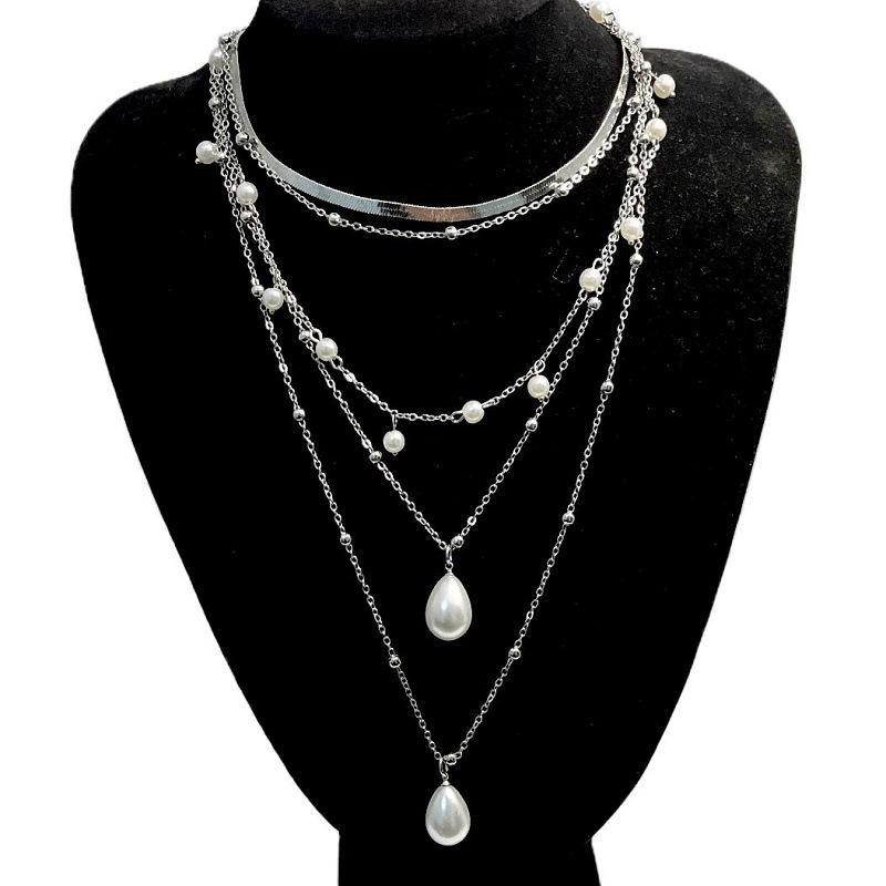 Fashion Multilayer Pearl Necklace Baroque Pearl Tassel Necklace Water Drop Sweater Chain Ladies Photo Jewelry