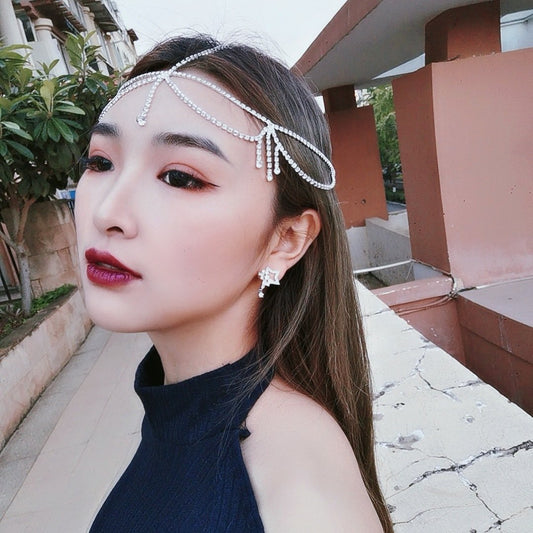 New Rhinestone Hair Accessories Tassel Hair Chain Catwalk Jewelry Forehead Pendant Bridal Headwear hairaccessories