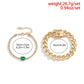 Jewelry Retro Punk Thick Chain Snap Button Bracelet Set Personality Green Glass Full Diamond Bracelet