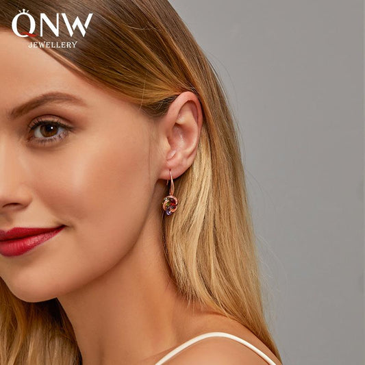 Earrings celebrity temperament micro-inlaid zircon earrings female simple color diamond car earrings