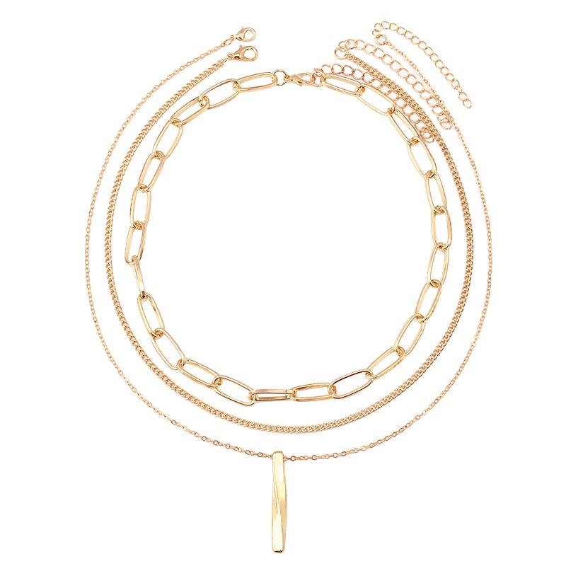 Jewelry Fashion Versatile Rotating Pendant Necklace Punk Geometric Set Simple Hip Hop Necklace