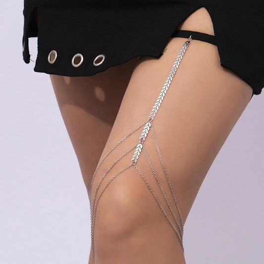 Jewelry Simple Elastic Night Foot Decoration Sexy Aircraft Chain Tassel Multi-Layer Thigh Chain Female