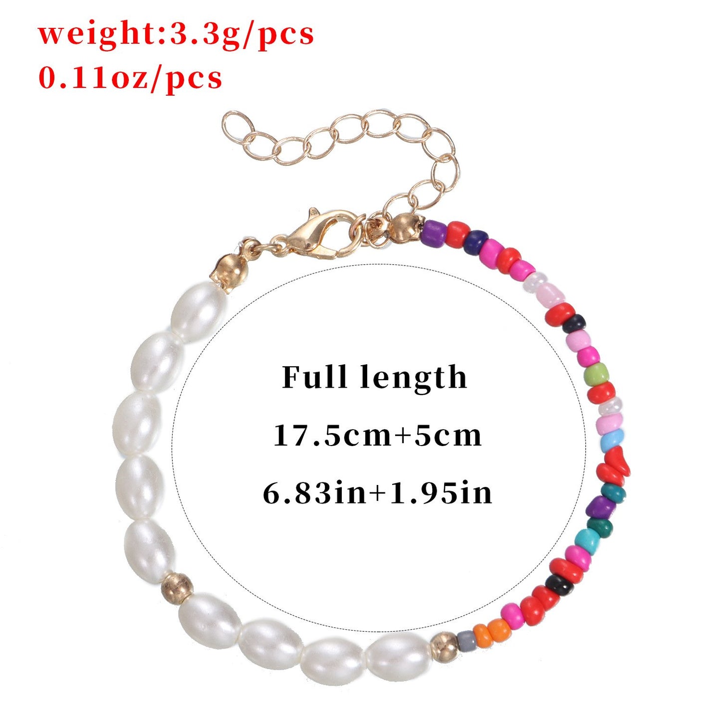 Jewelry Ladies Half Color Rice Bead Pearl Bracelet Fashion Personality Matching Jewelry