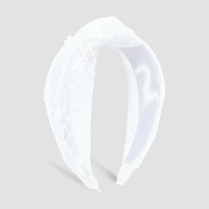 F418 Internet celebrity fashion hair hoop women's net gauze sequins knotted head hoop Mori girl age-reducing flower hair accessories