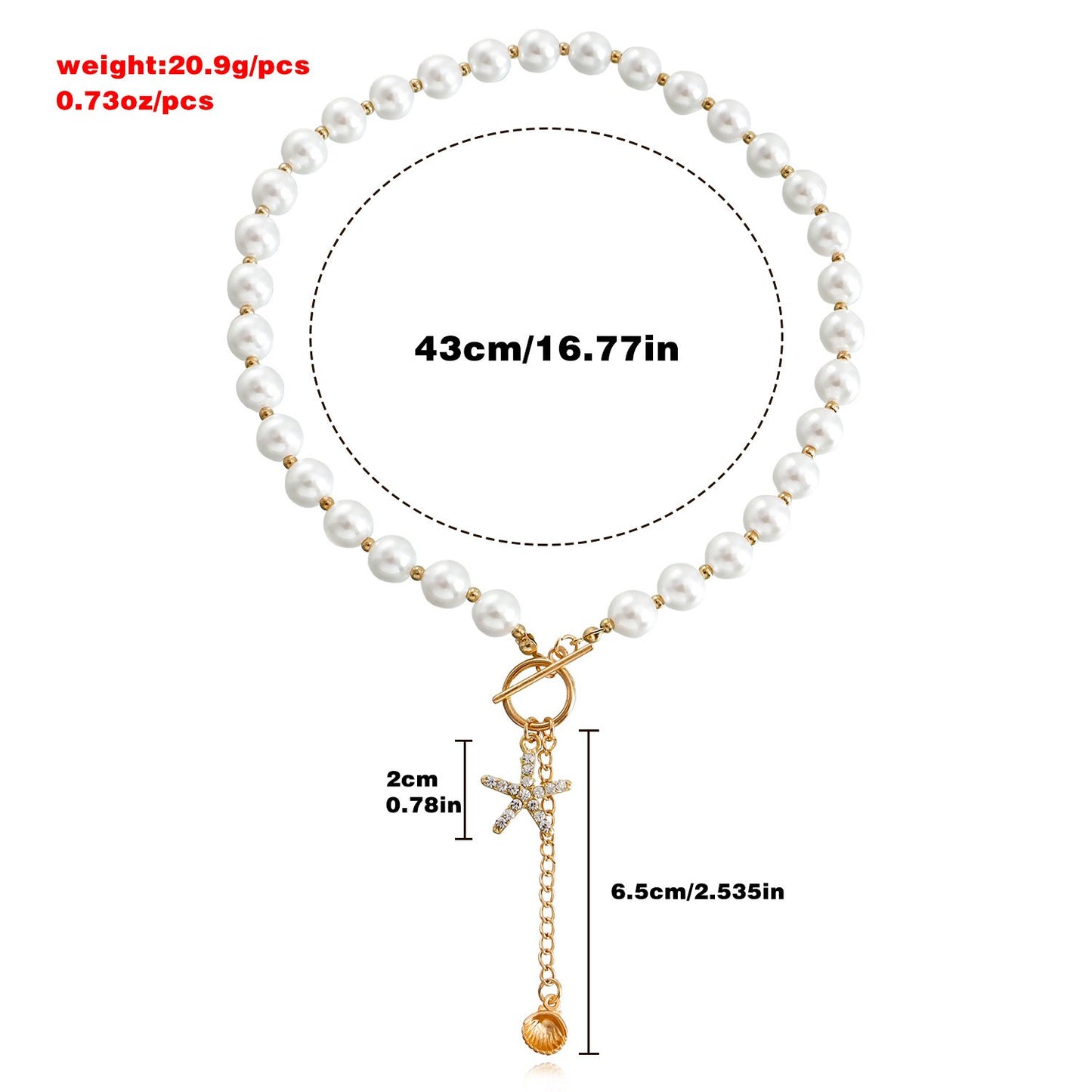 Jewelry Beach Shell Mix and Match Beaded Necklace Diamond Starfish Pendant Necklace Female Personality Necklace