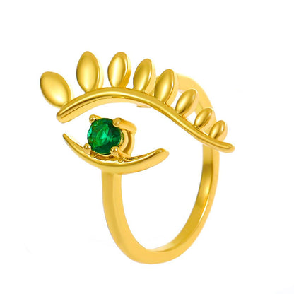 ins devil's eye ring female retro fashion micro-inlaid zircon geometric opening index finger ring eye ring