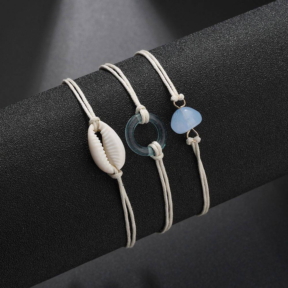 Accessories Popular Ladies Beach Foot Jewelry Retro Acrylic Seashell Anklet Set of 3 Jewelry
