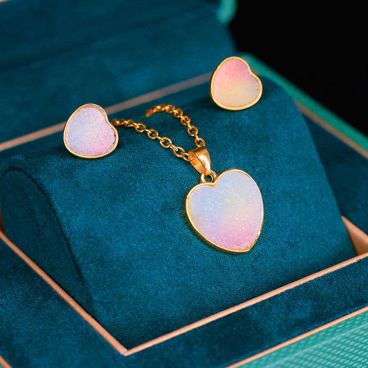 Explosive Fashion Earrings Necklace Set Jewelry Female Candy Gradient Pendant Sweet Earrings Jewelry