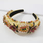 F371 Baroque exaggerated flower headband palace embroidery cloth headband temperament full of diamond fashion hair accessories