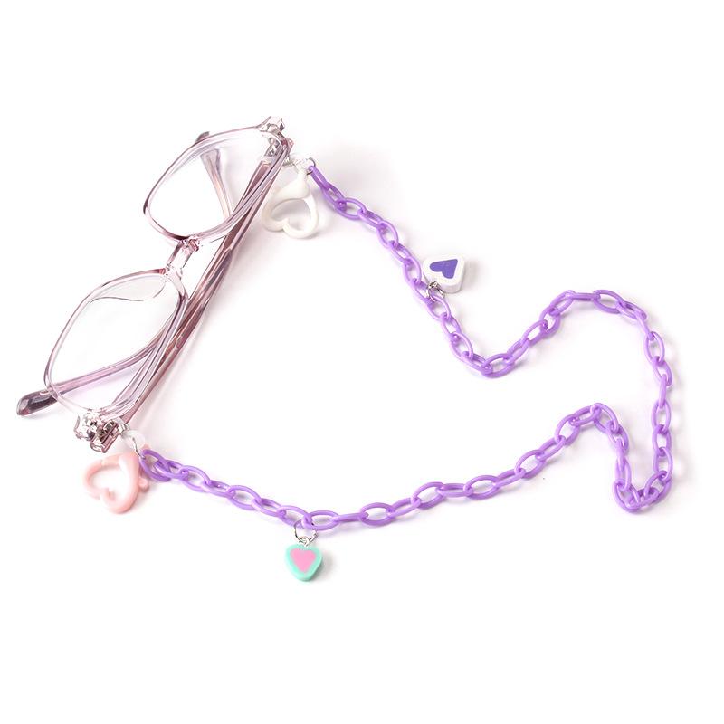 Candy Contrast Color Acrylic Mask Chain Anti-Le Soft Pottery Peach Heart Children's Glasses Chain Anti-lost Rope