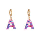 ins jewelry personality colorful 26 letters earrings colorful stone resin earrings fashion earrings