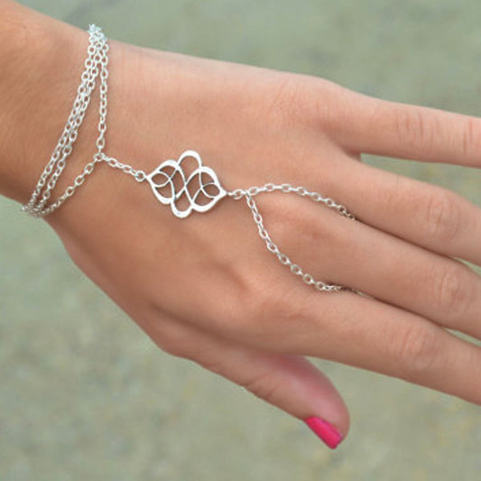 Trendy bohemian fashion metal auspicious hollow out mitten bracelet