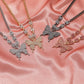 Exaggerated Butterfly Necklace Punk Micro-set Rhinestone Geometric Clavicle Chain Retro Cuban Hip Hop Sweater Chain