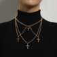 Jewelry fashion trend multi-layered cross pendant female personality short alloy necklace