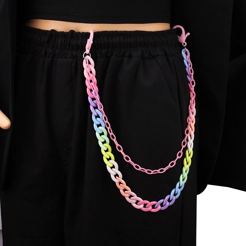 Acrylic double-layer chain accessories hip-hop jeans decoration men's and women's waist chain metal skirt chain ins pants chain