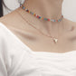 Jewelry y2k colorful transparent crystal beads love double-layer necklace female collarbone chain cold necklace