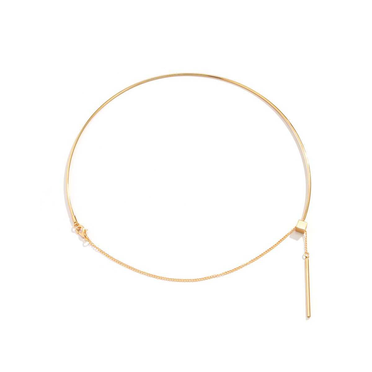 Jewelry Simple and Versatile Geometric Metal Collar Necklace Fashion Personality Word Stick Tassel Necklace