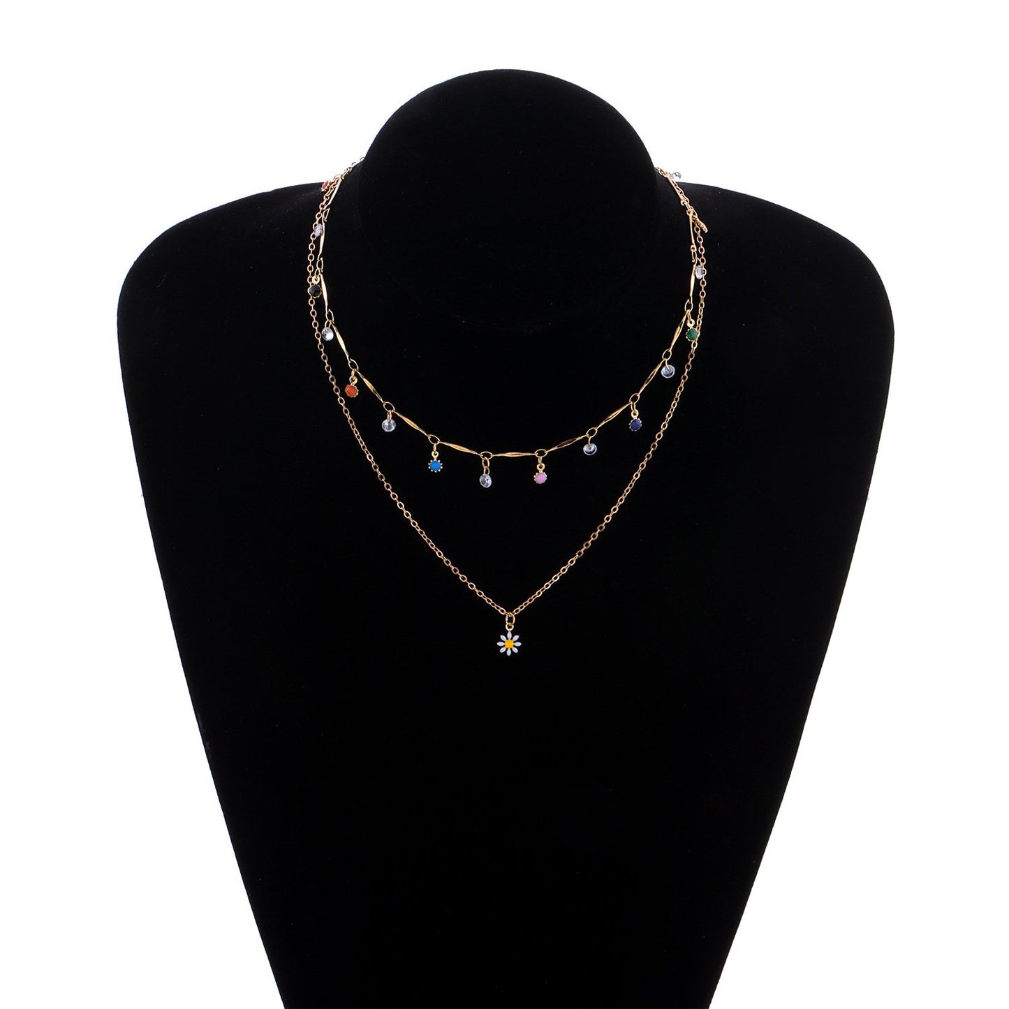 Jewelry Fashion Retro Daisy Pendant Simple Personality Women's Diamond Necklace Clavicle Chain