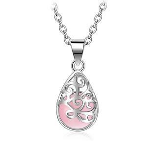 Fashion Jewelry Necklace Female Cat Eye Imitation Moonstone Pendant Hollow Geometric Water Drop Jewelry