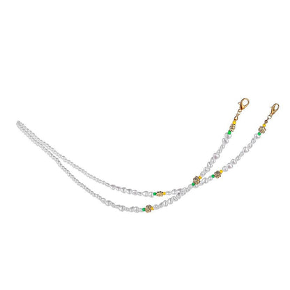 Fashion heart-shaped pearl glasses chain retro flower beaded color matching mask chain temperament love necklace