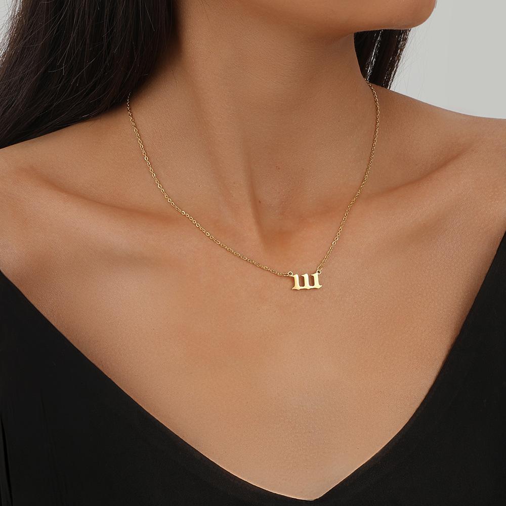 Explosive Angel Number 111999 Stainless Steel Cut Necklace Number Titanium Steel Real Gold Pendant