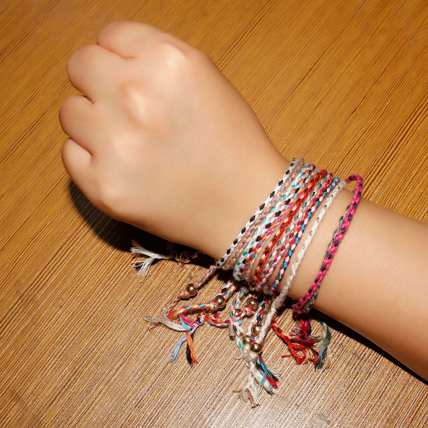 Custom Jewelry Gold Bead Bracelet Women Fashion Handwoven Colorful Thread Hand Jewelry