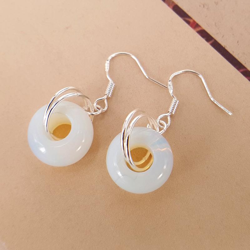 Simple natural stone opal earrings, rings, earrings