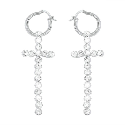 E9977 Jewelry Fashion Diamond Cross Earrings Simple Personality Cold Earrings Women