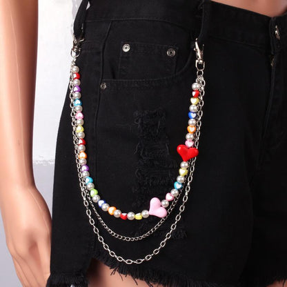 Jewelry Sexy Tassel Fruit Peach Heart Soft Pottery Pants Chain Double Chain Imitation Pearl Body Chain
