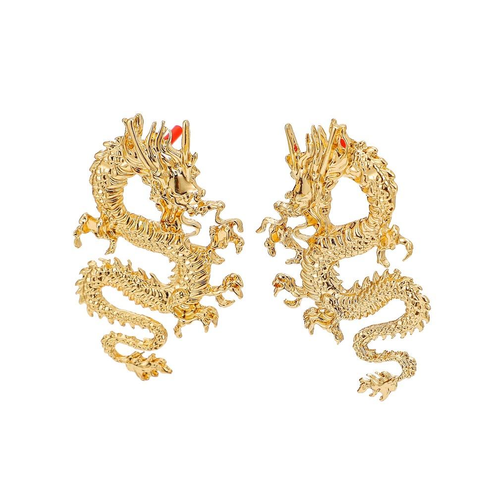 Popular Chinese dragon earrings personality cool exaggerated zodiac dragon fashion earrings jewelry